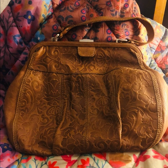 Fossil Bags Fabulous Fossil Vintage Tooled Leather Toteframed